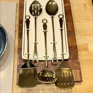 MA 5 piece Gold Kitchen Utensil Set NWT